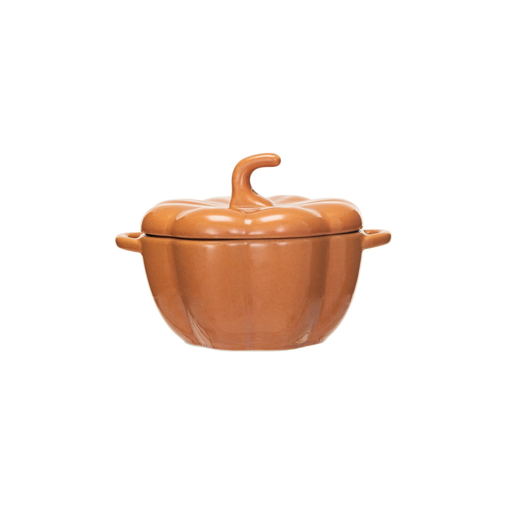Pumpkin-Shaped Stoneware Baking Dish with Handles