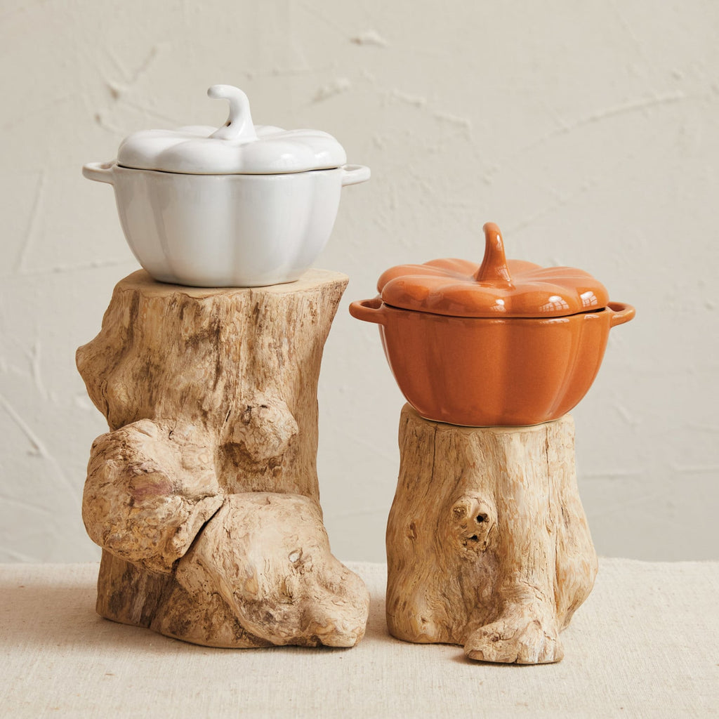 Pumpkin-Shaped Stoneware Baking Dish with Handles