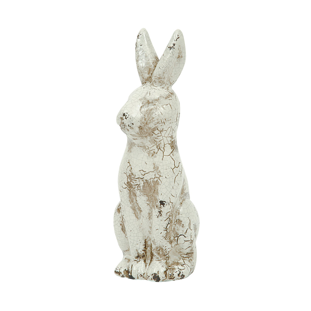 Distressed White Decorative Rabbit Figurine
