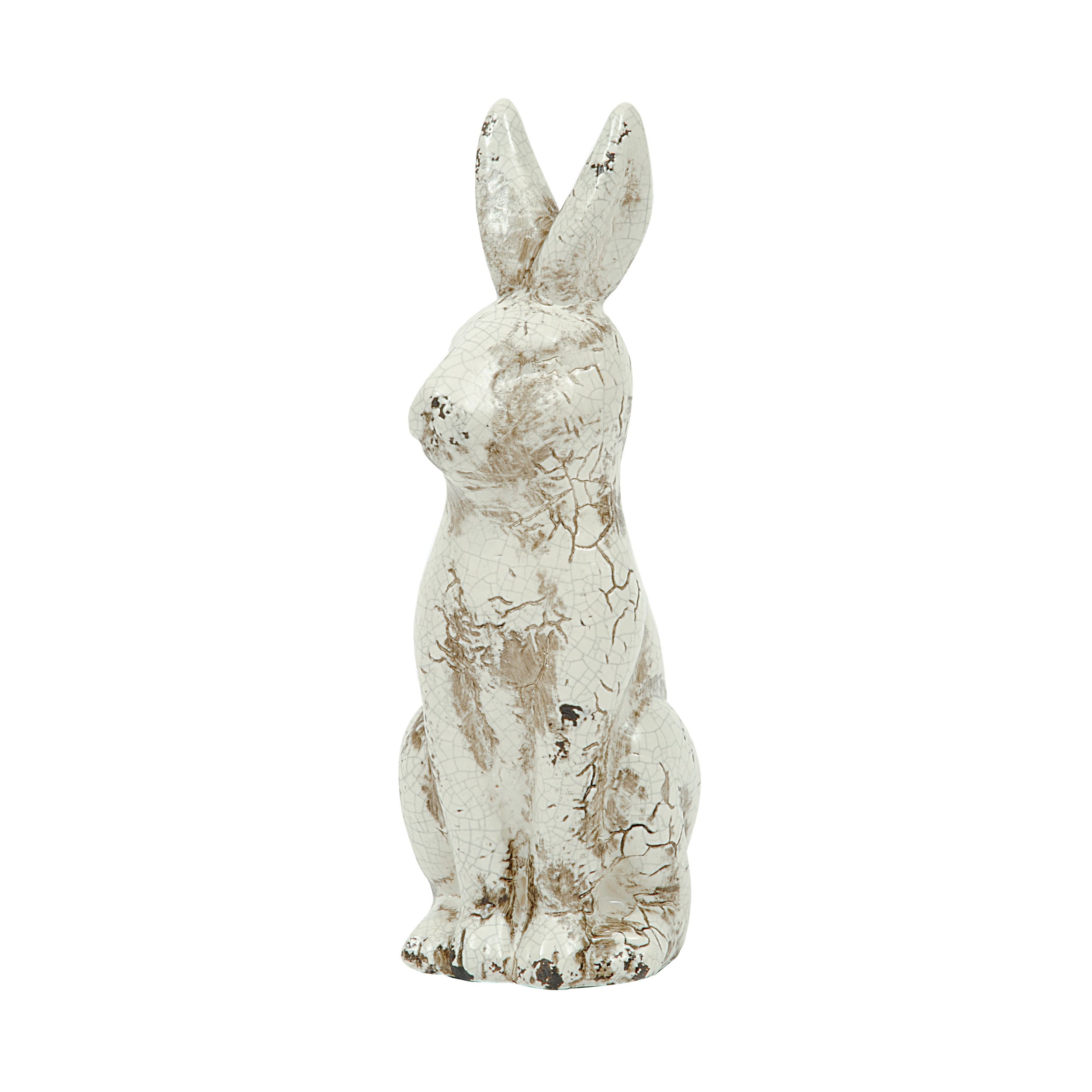 Distressed White Decorative Rabbit Figurine