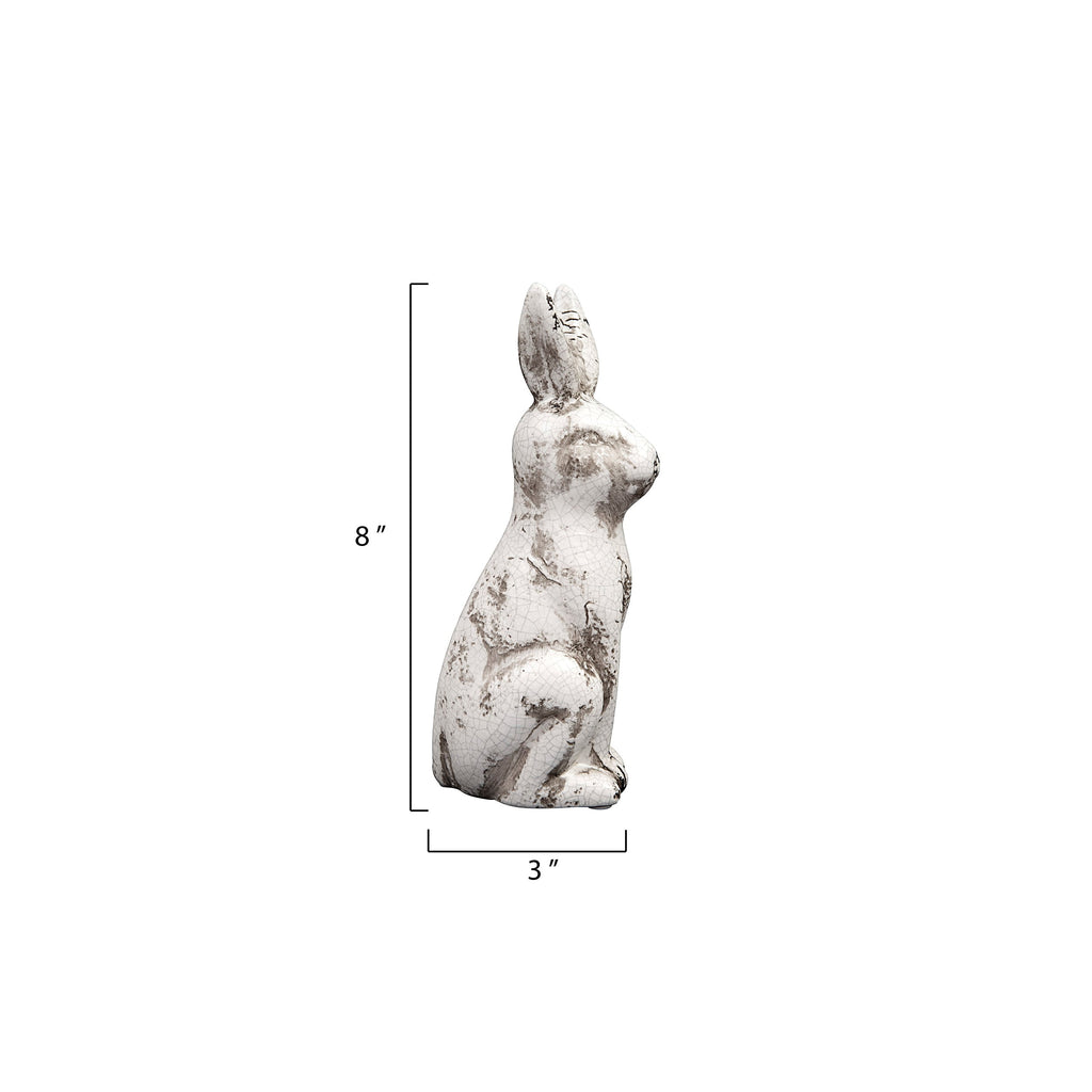 Distressed White Decorative Rabbit Figurine