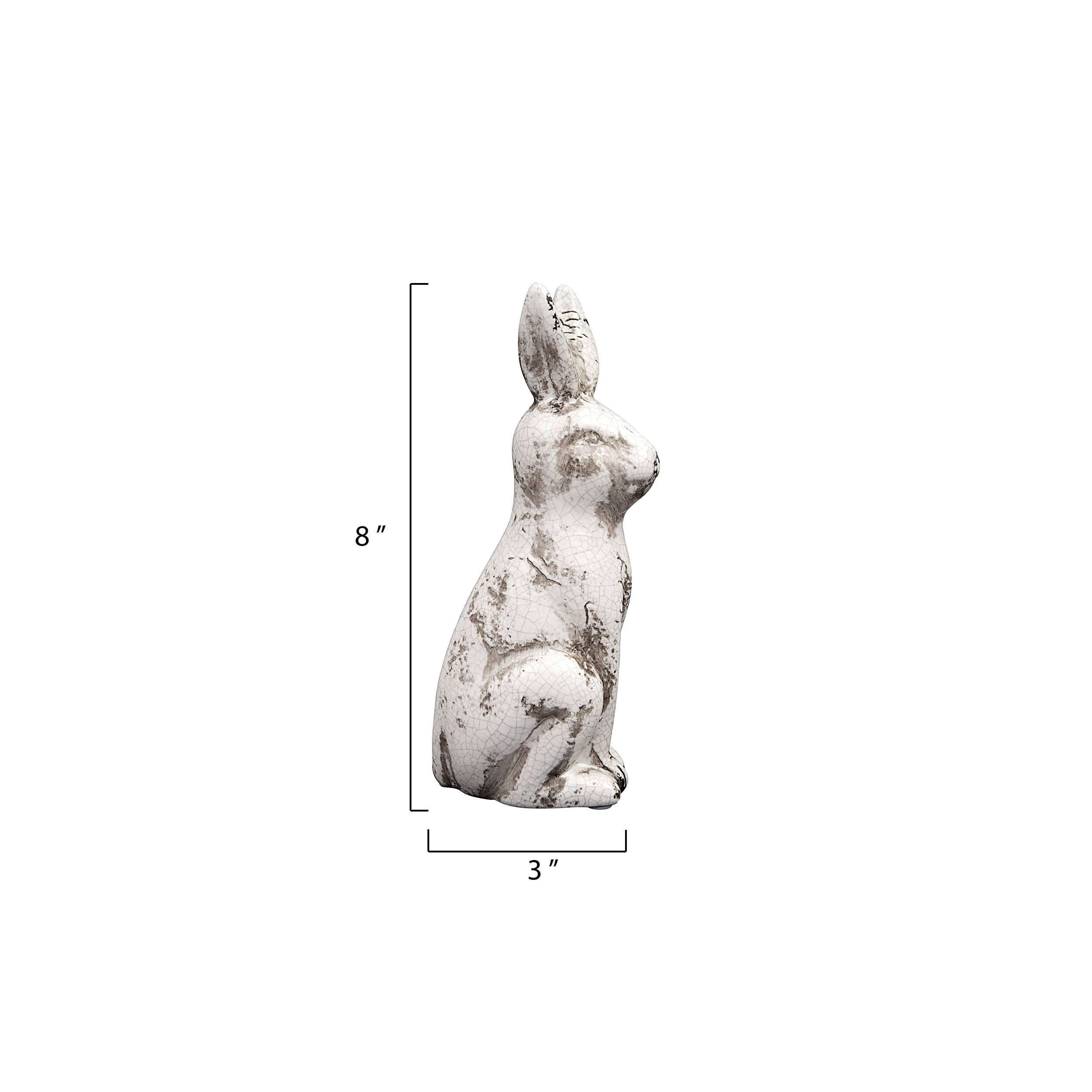 Distressed White Decorative Rabbit Figurine
