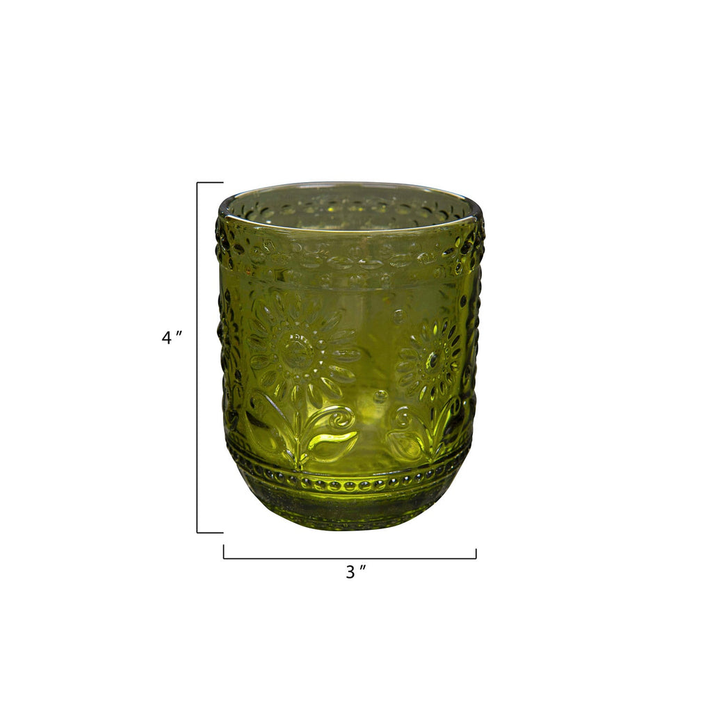 Vintage-Style Embossed Drinking Glass