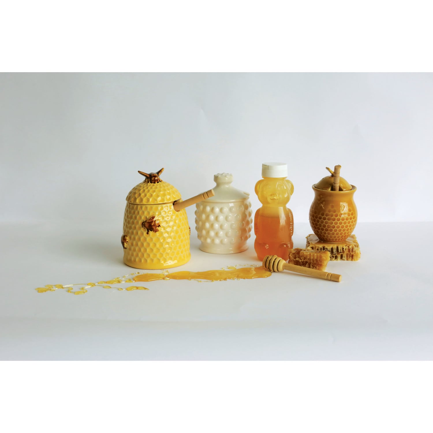 Glass Honey Jar with Wooden Dipper