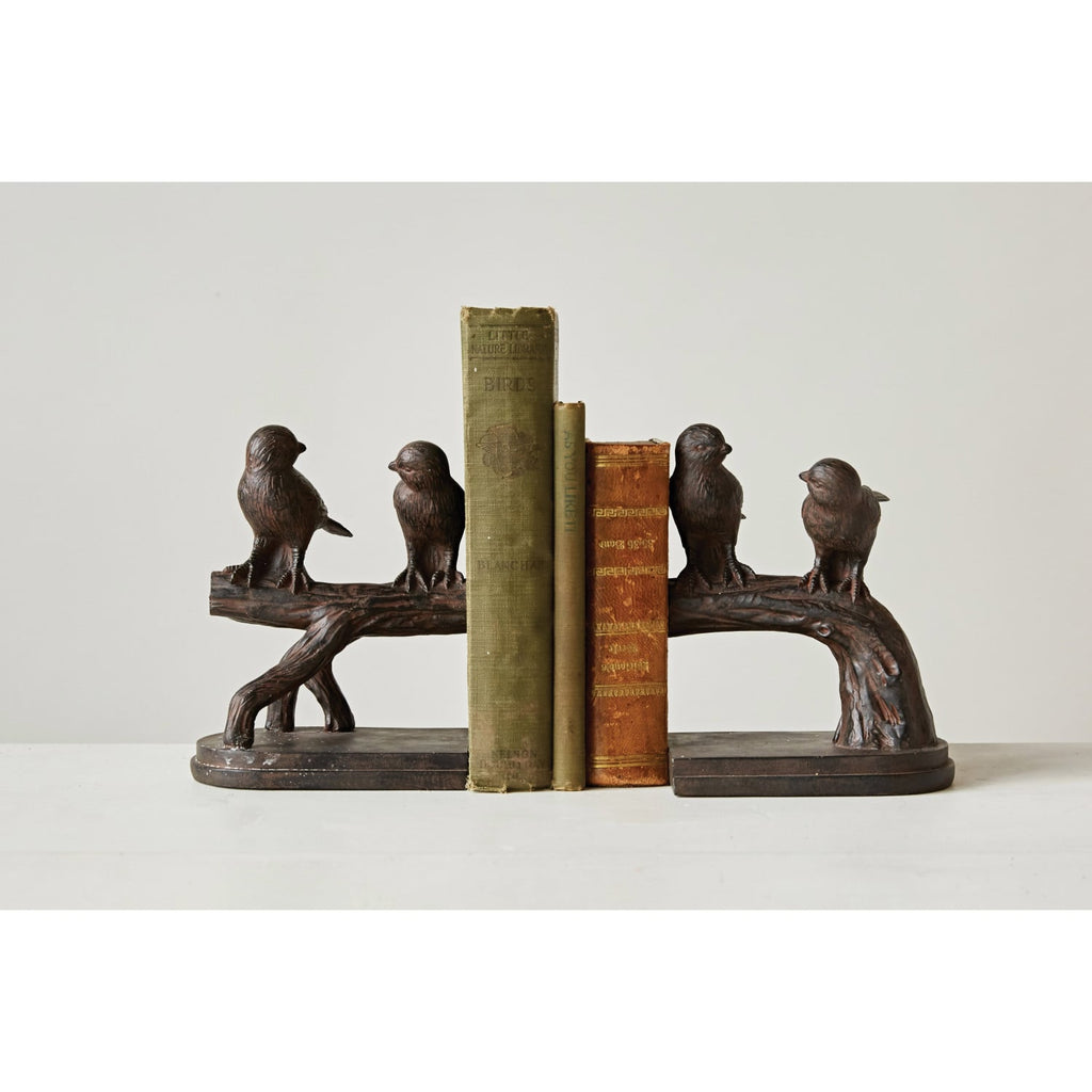 Antiqued Bird Cast Bookends