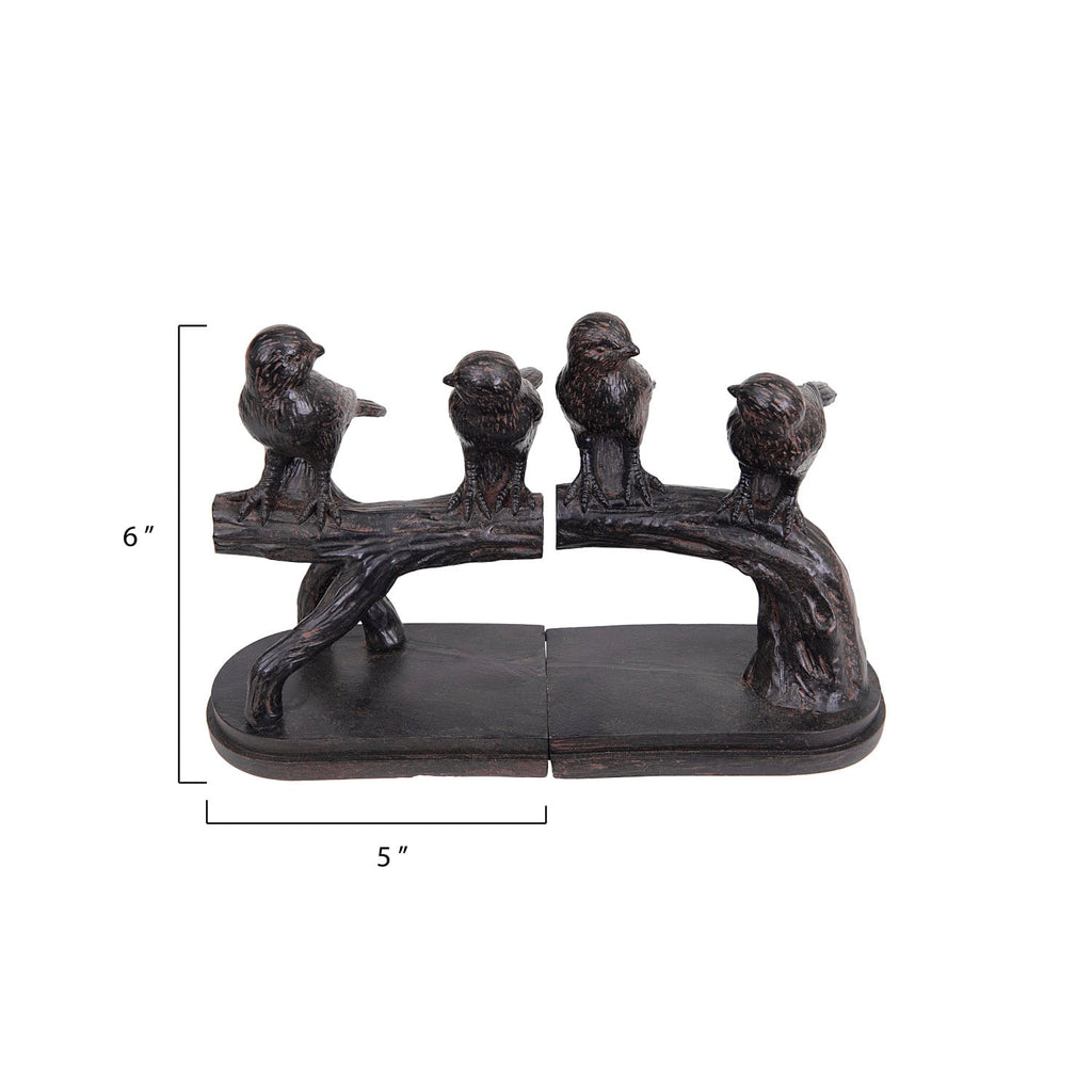 Antiqued Bird Cast Bookends