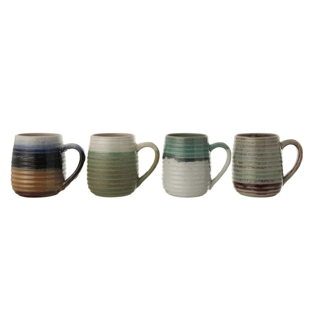 Ribbed Stoneware Mug with Reactive Glaze