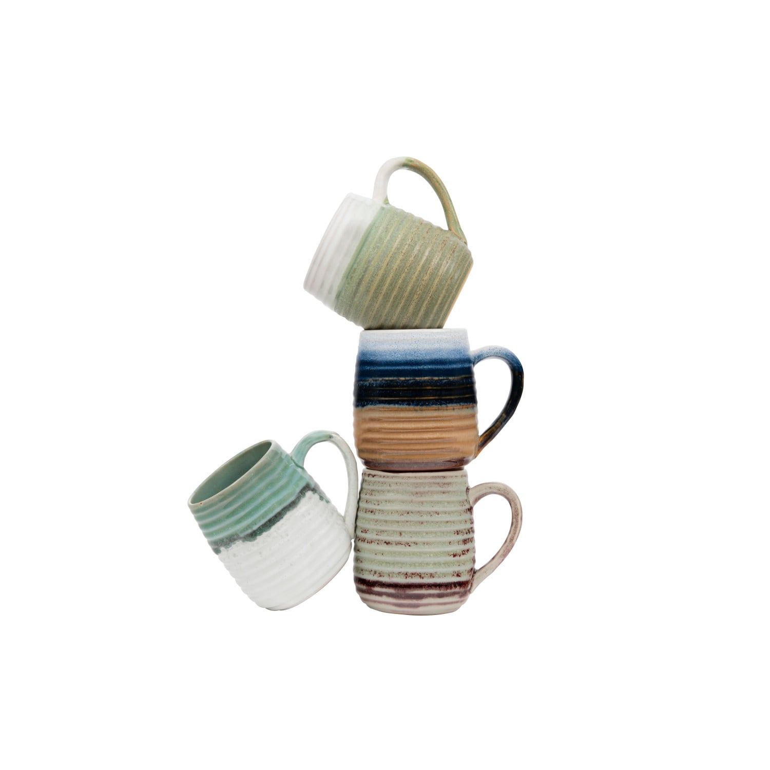 Ribbed Stoneware Mug with Reactive Glaze