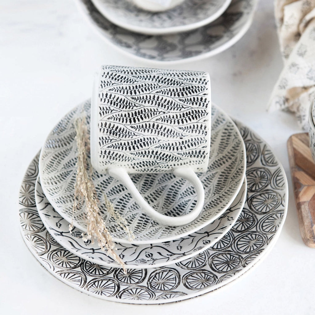 Hand-Stamped Stoneware Mug
