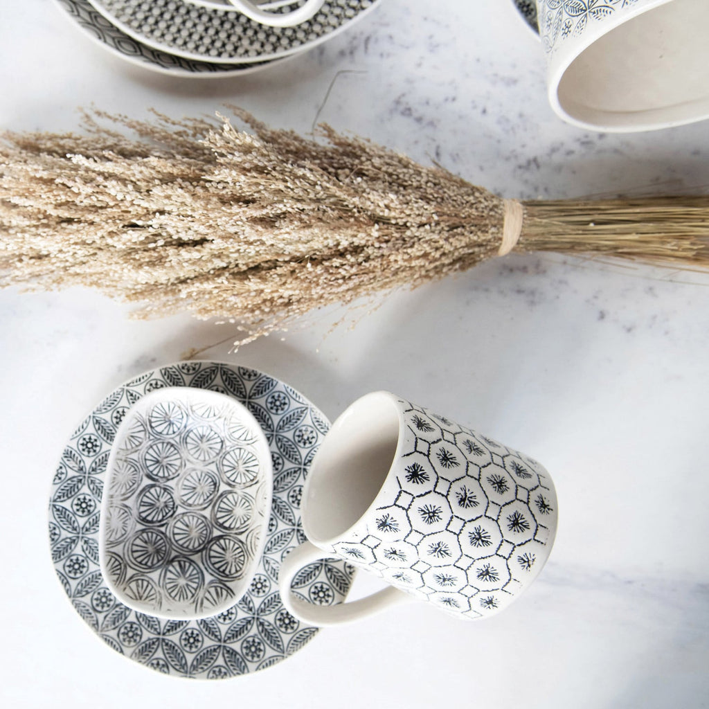 Hand-Stamped Stoneware Mug