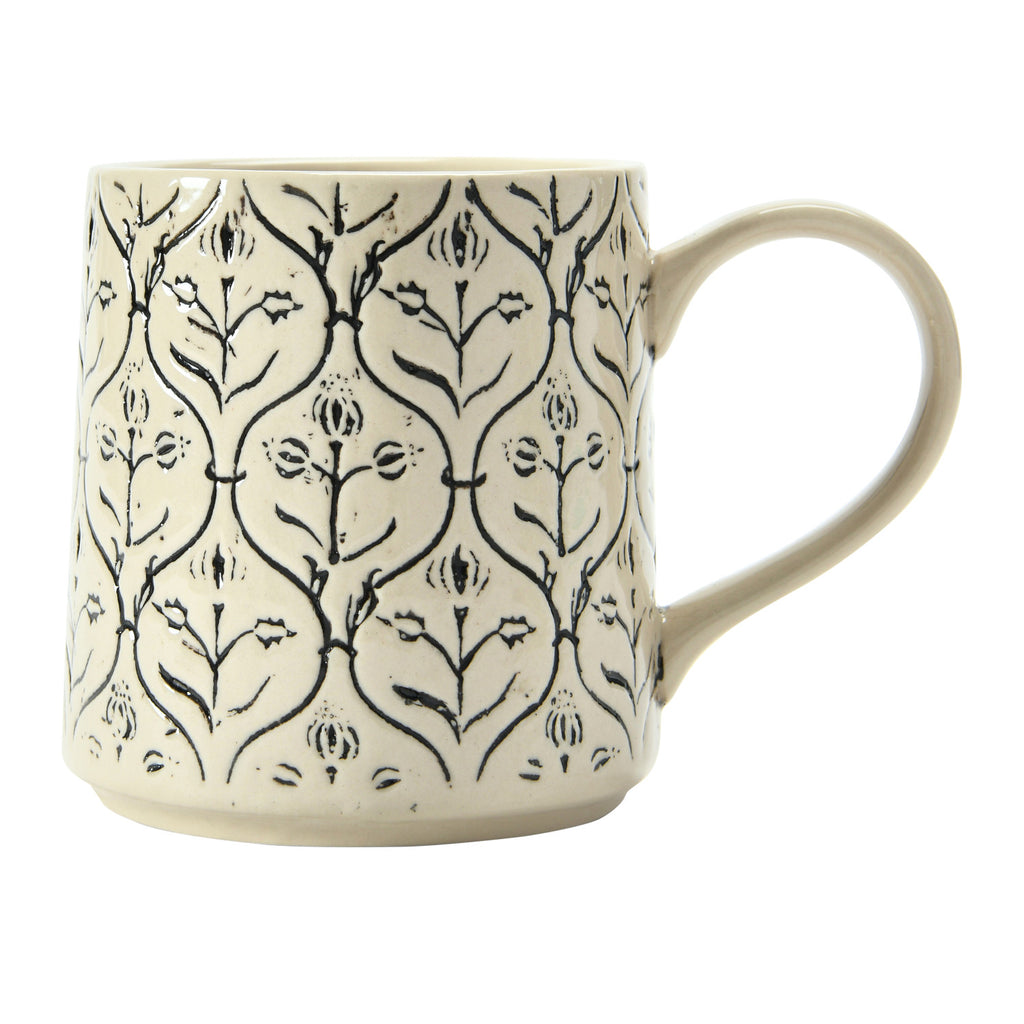 Hand-Stamped Stoneware Mug