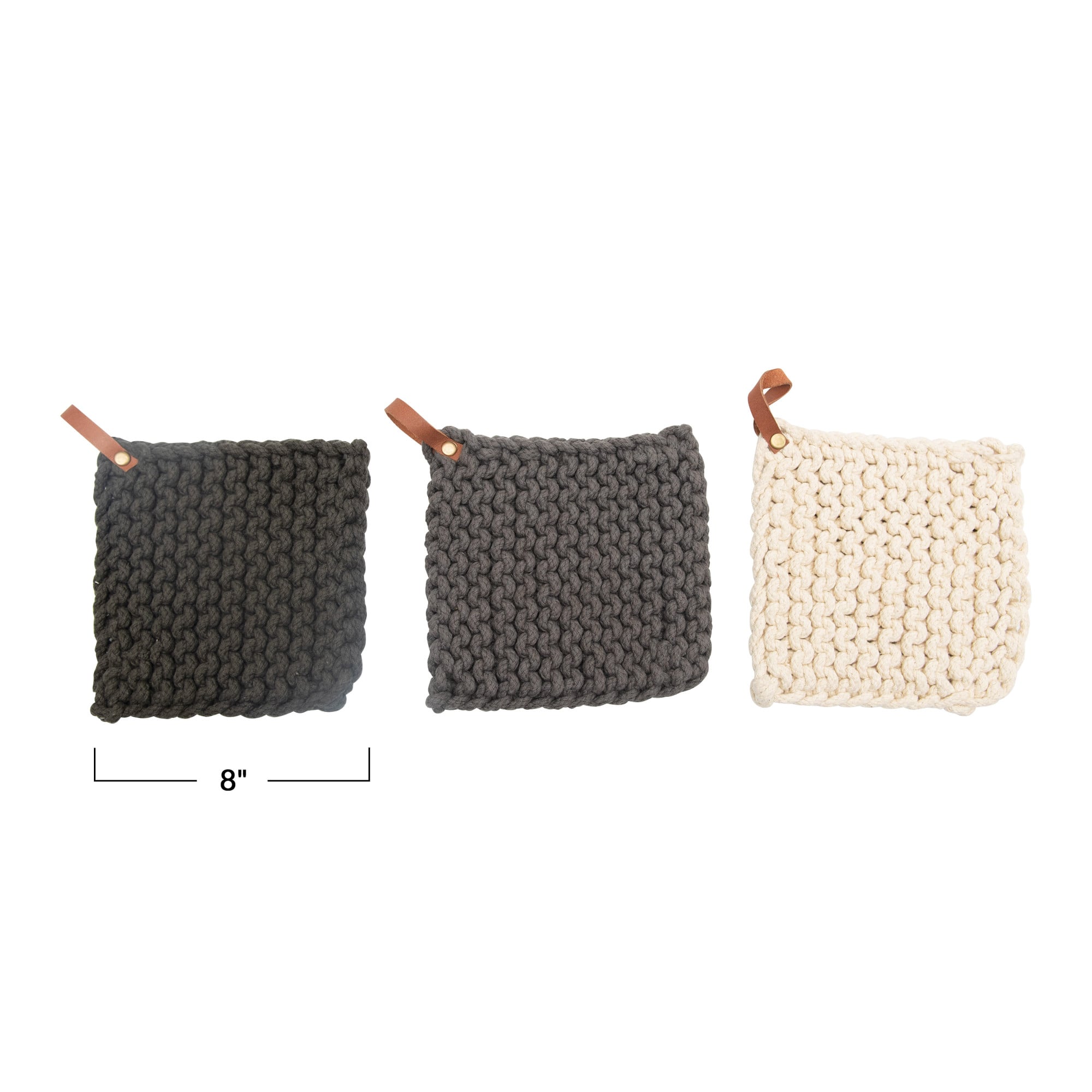 Hand-Crocheted Pot Holder with Leather Loop — Rustic County