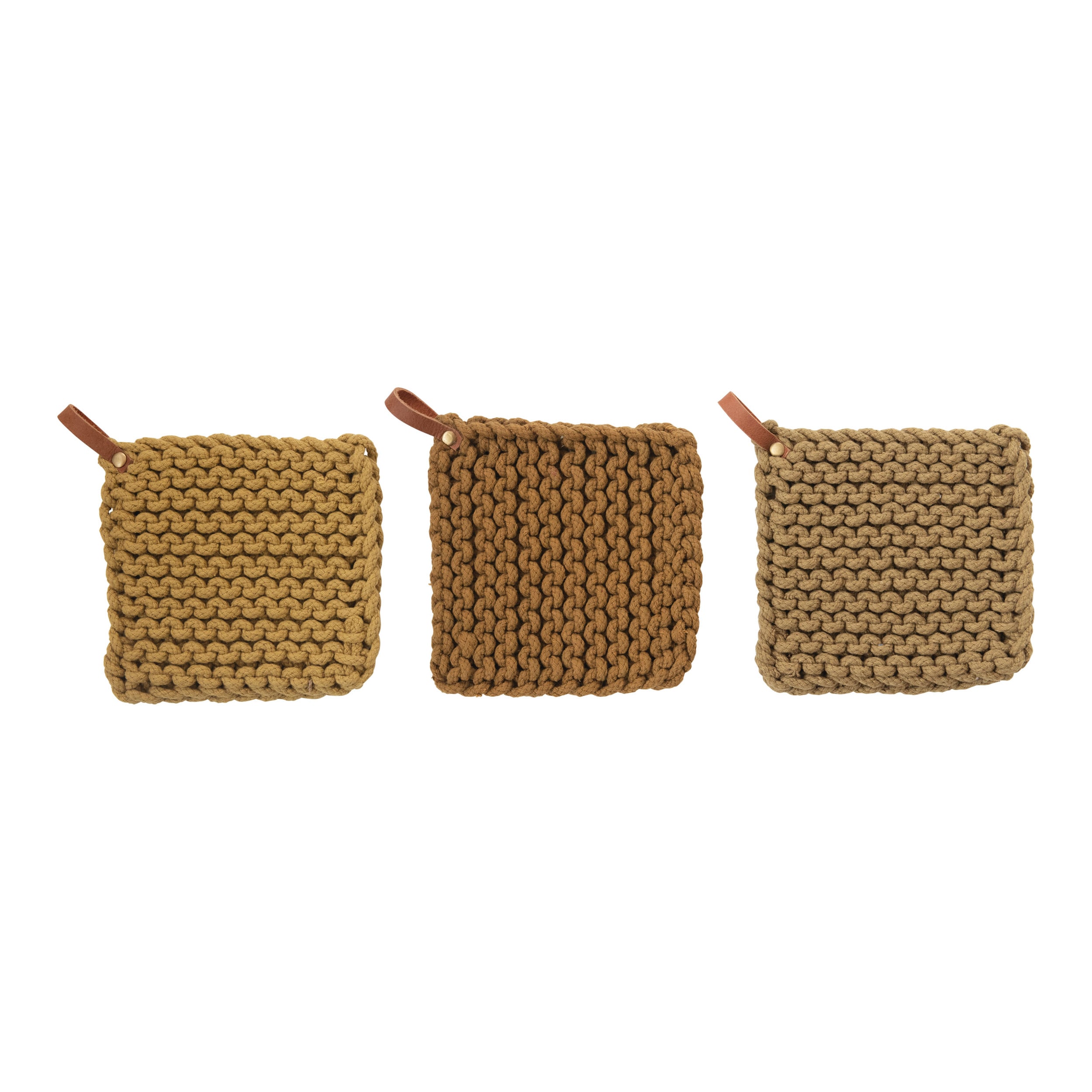 Hand-Crocheted Pot Holder with Leather Loop — Sonoma