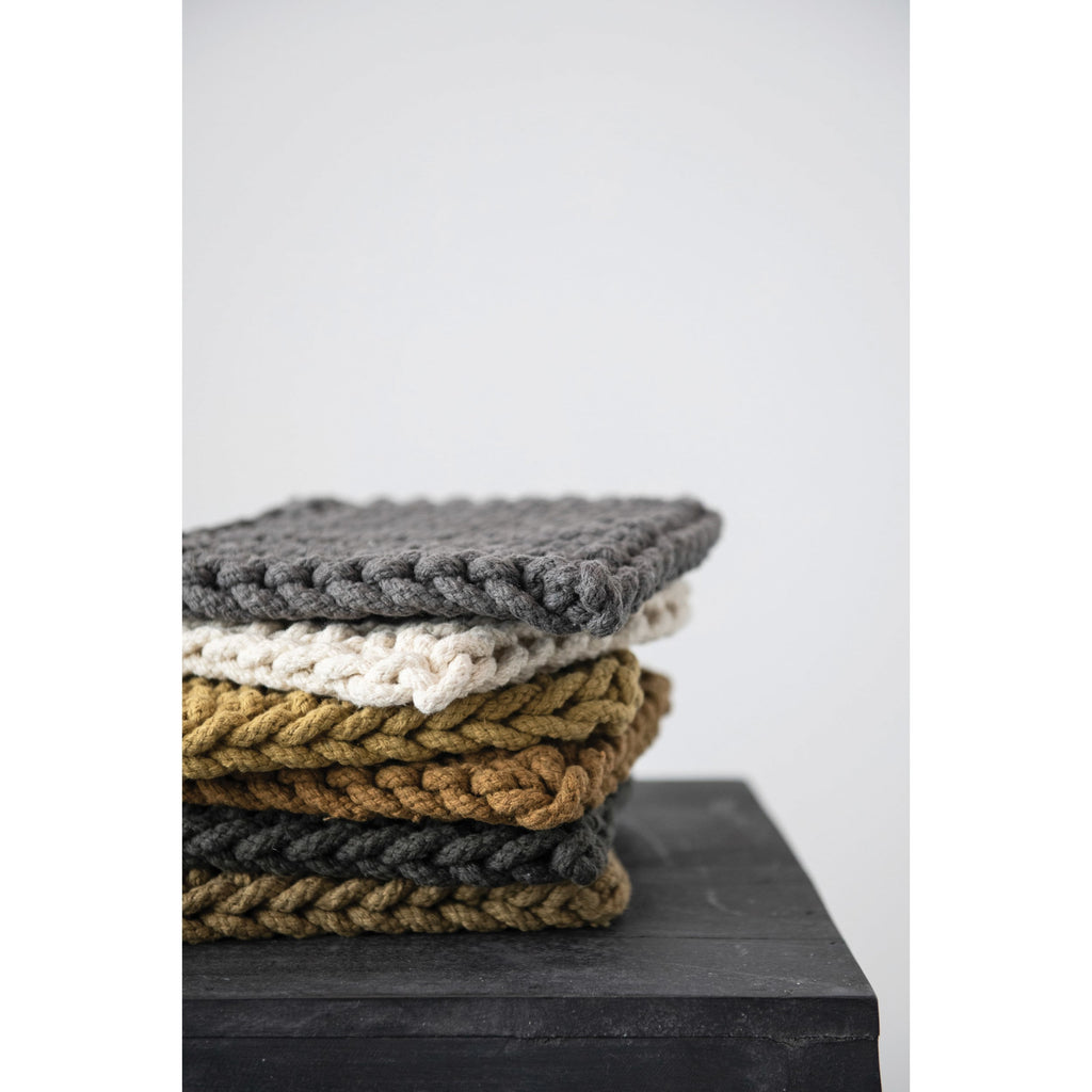 Hand-Crocheted Pot Holder with Leather Loop — Sonoma