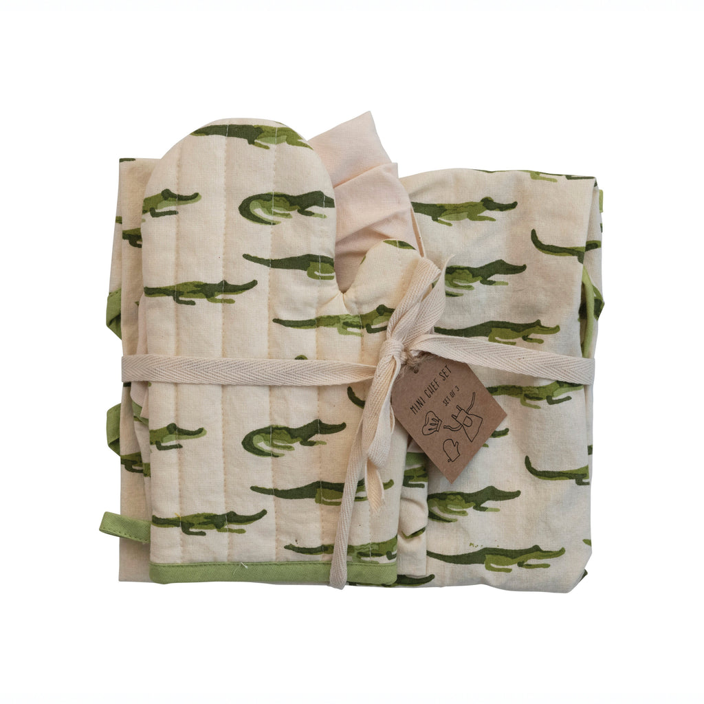Children's Cotton Alligator Apron Set