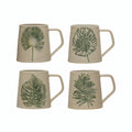 Leaf-Patterned Stoneware Mug