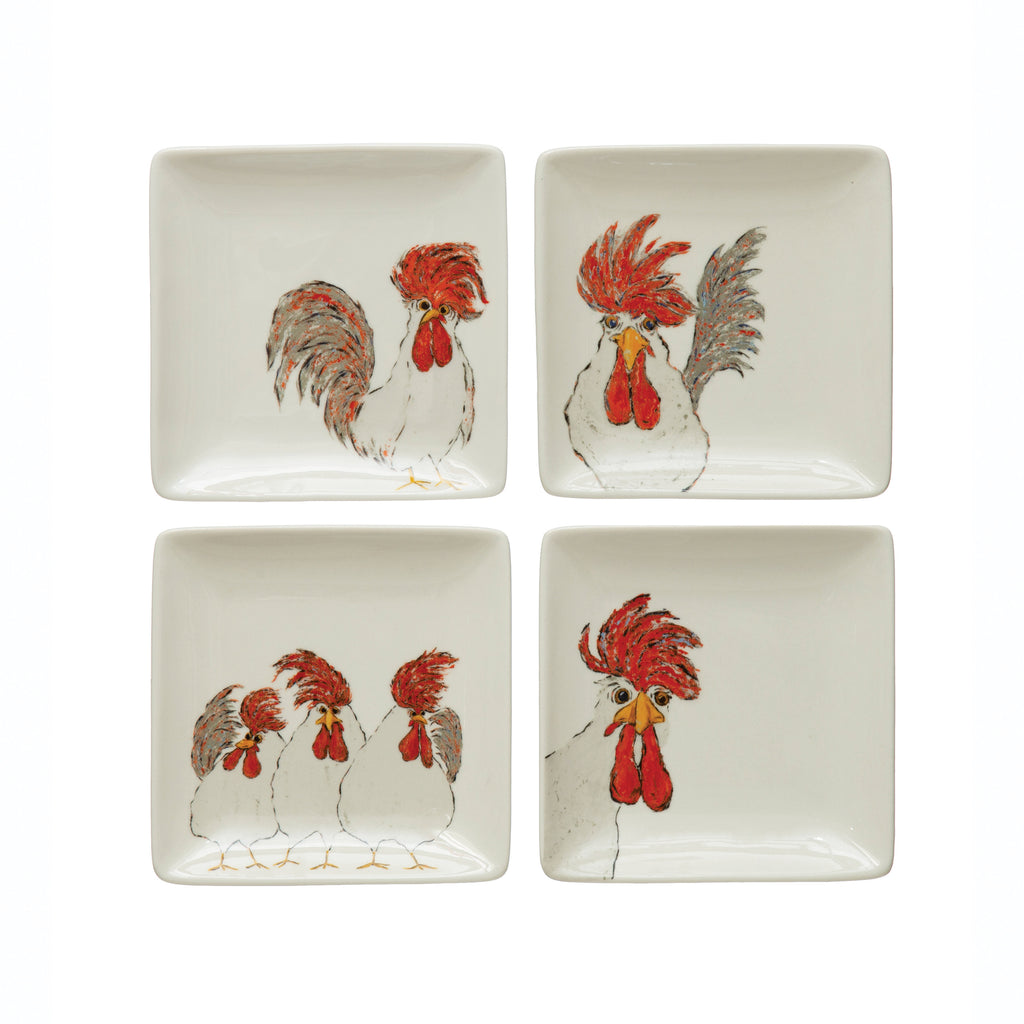 Rustic Chicken Stoneware Plate — Staring Chicken