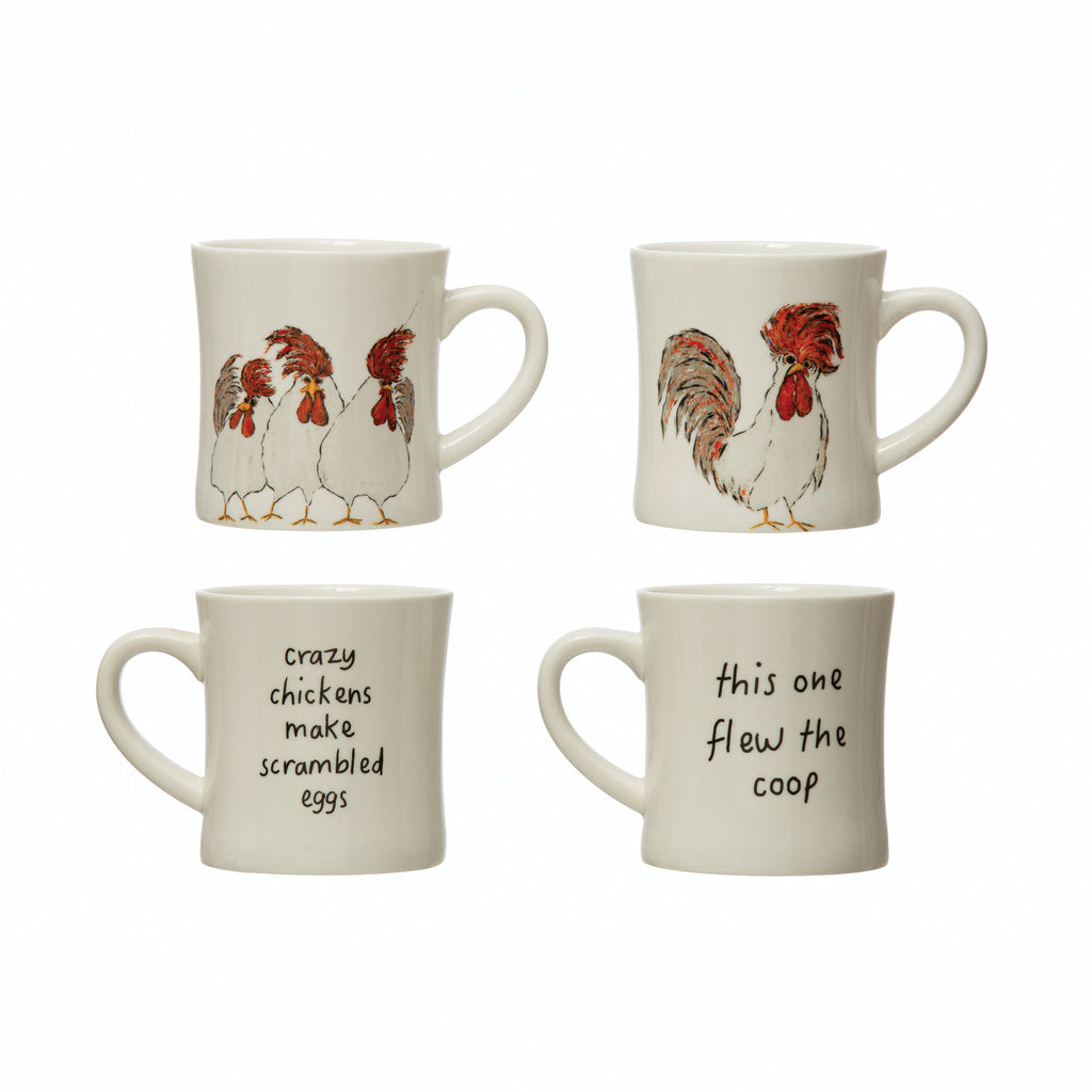 Rustic Chicken Stoneware Mug, 8 oz — Crazy Chickens