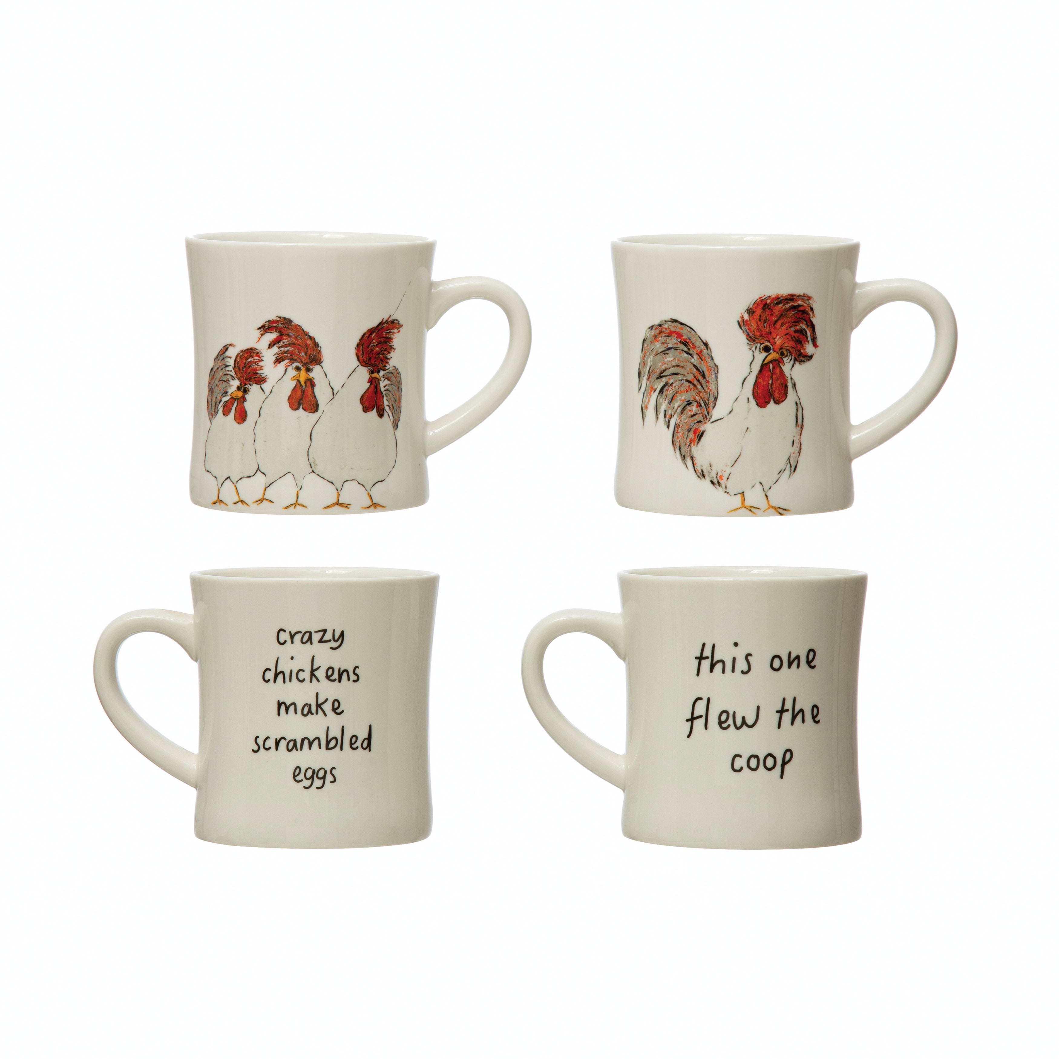 Rustic Chicken Stoneware Mug, 8 oz — Crazy Chickens