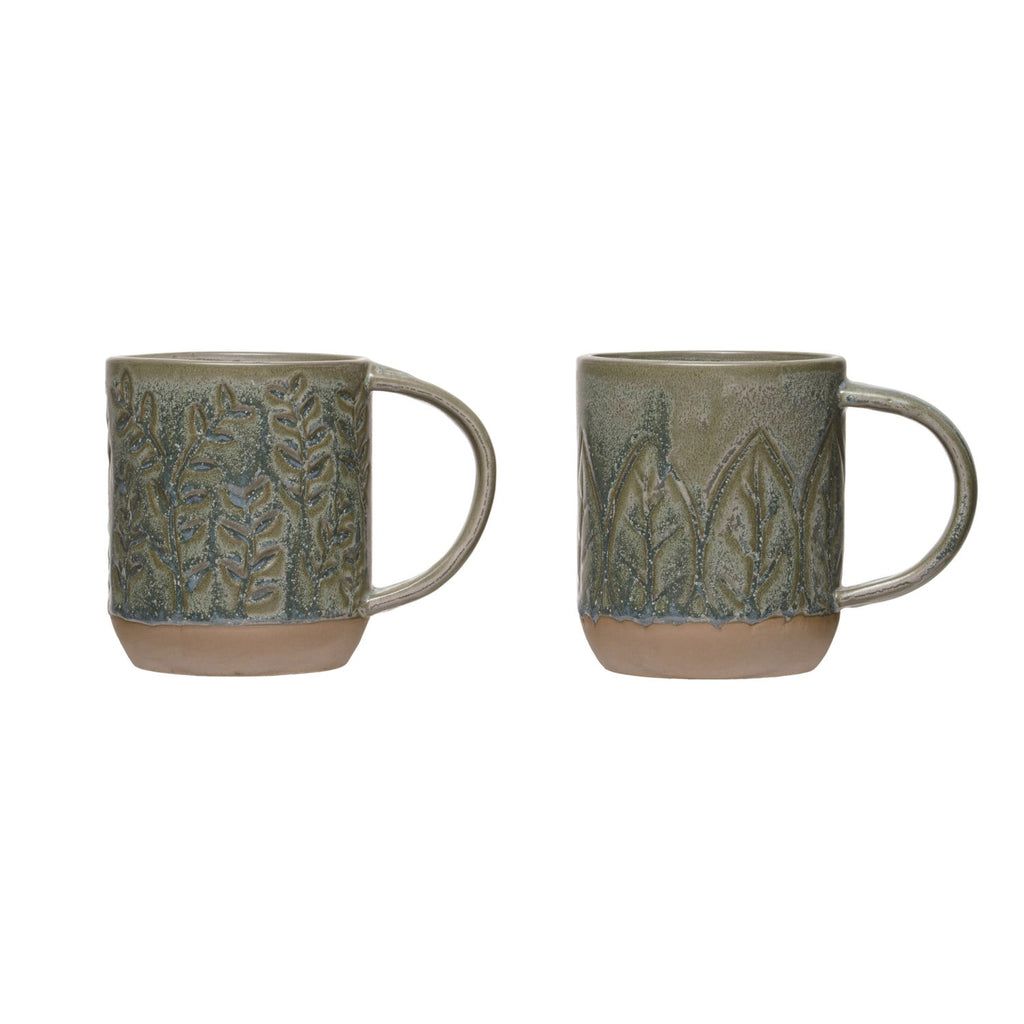Debossed Stoneware Coffee Mug