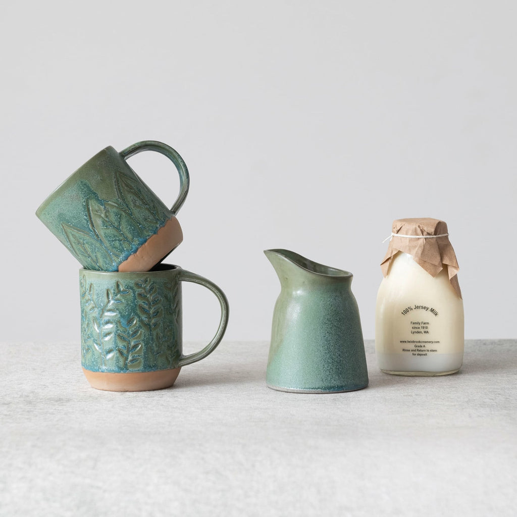 Debossed Stoneware Coffee Mug