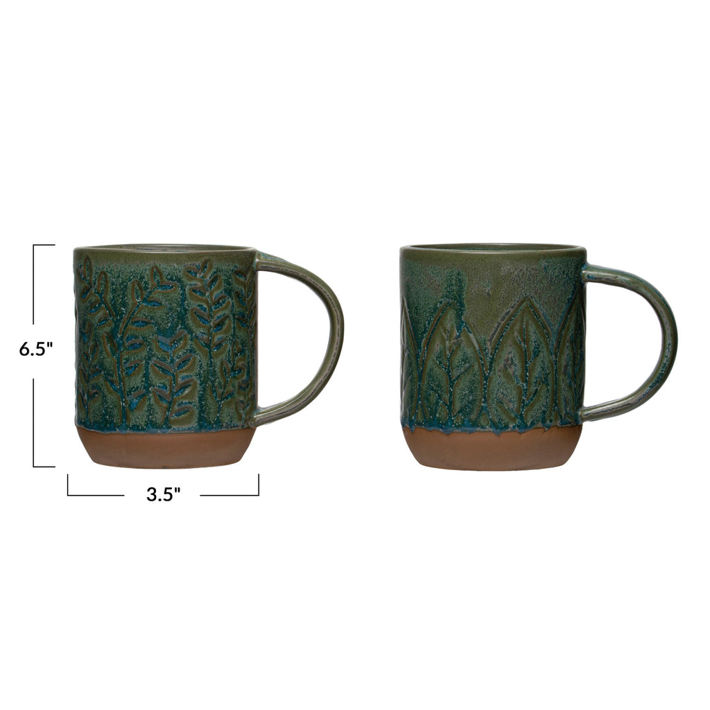 Debossed Stoneware Coffee Mug