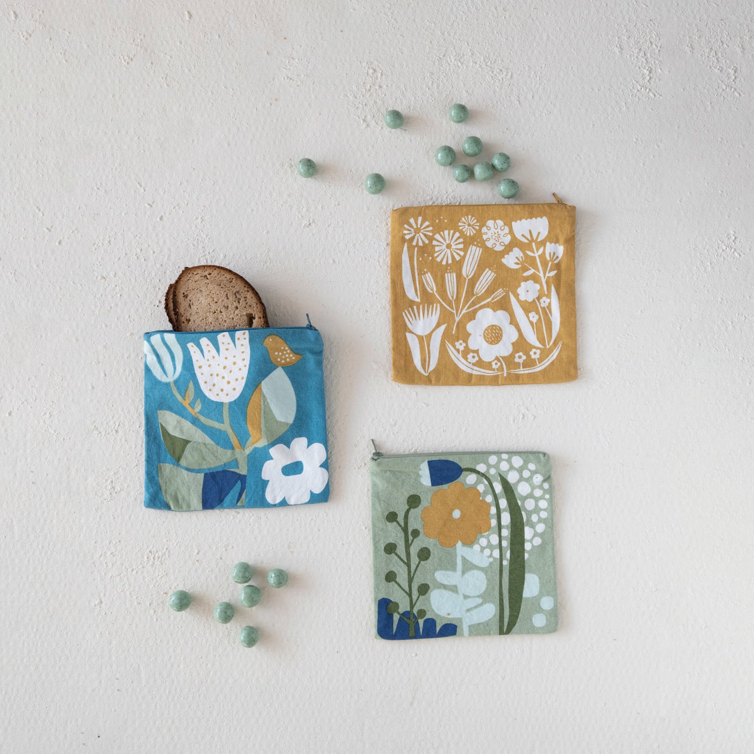 Textured Cotton Zip Pouch