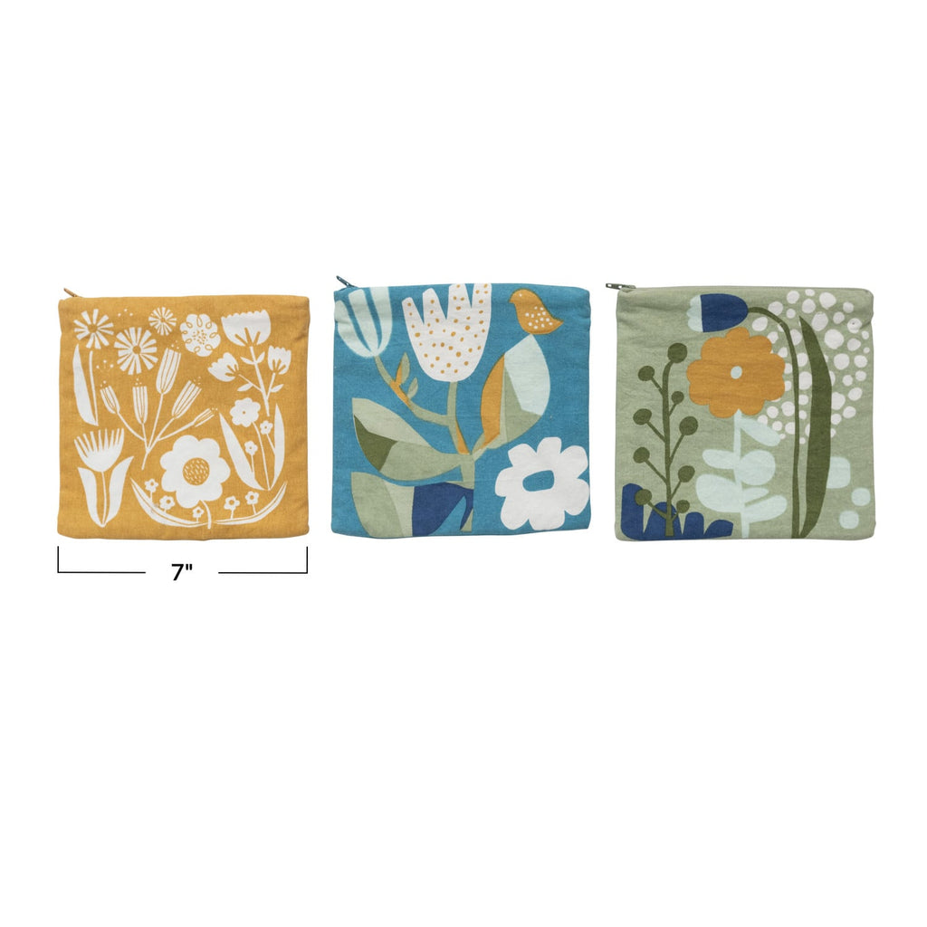 Textured Cotton Zip Pouch