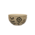 Hand-Painted Floral Stoneware Bowl