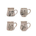 Debossed Floral Stoneware Mug