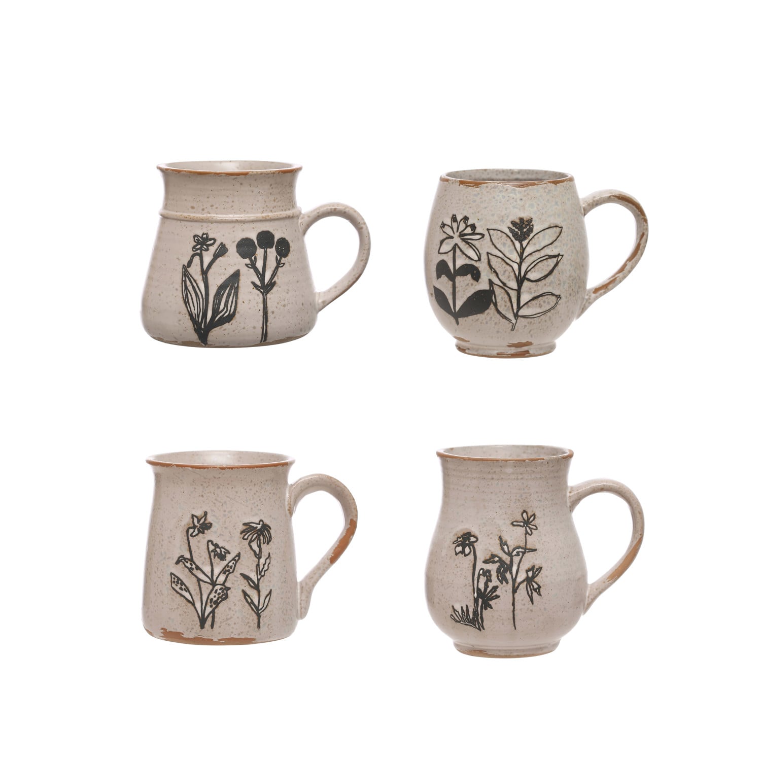 Debossed Floral Stoneware Mug