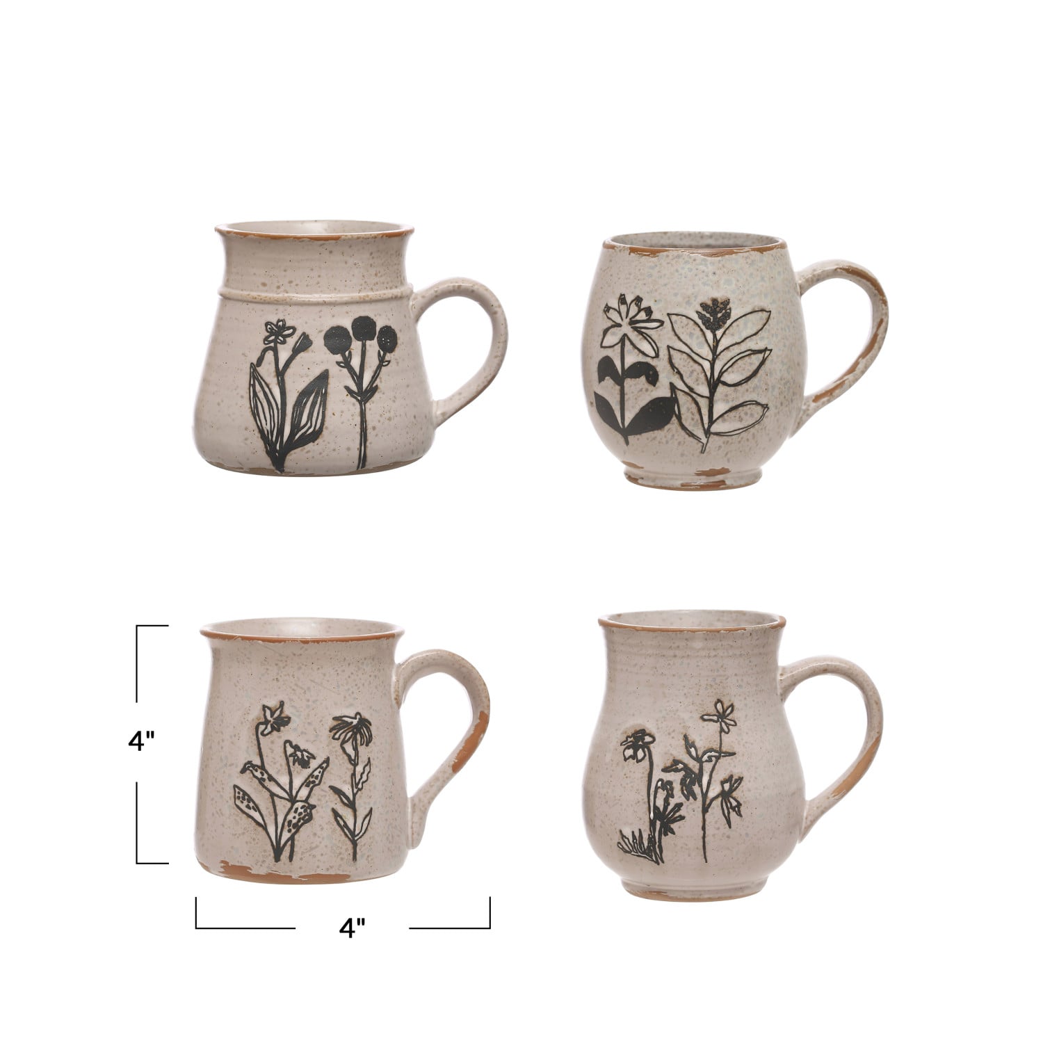 Debossed Floral Stoneware Mug
