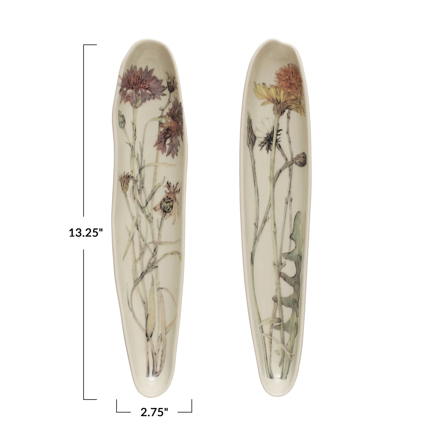 Hand-Painted Stoneware Floral Tray