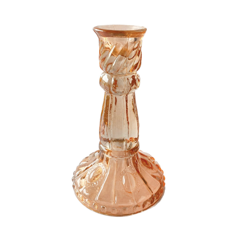 Embossed Glass Taper Candle Holder