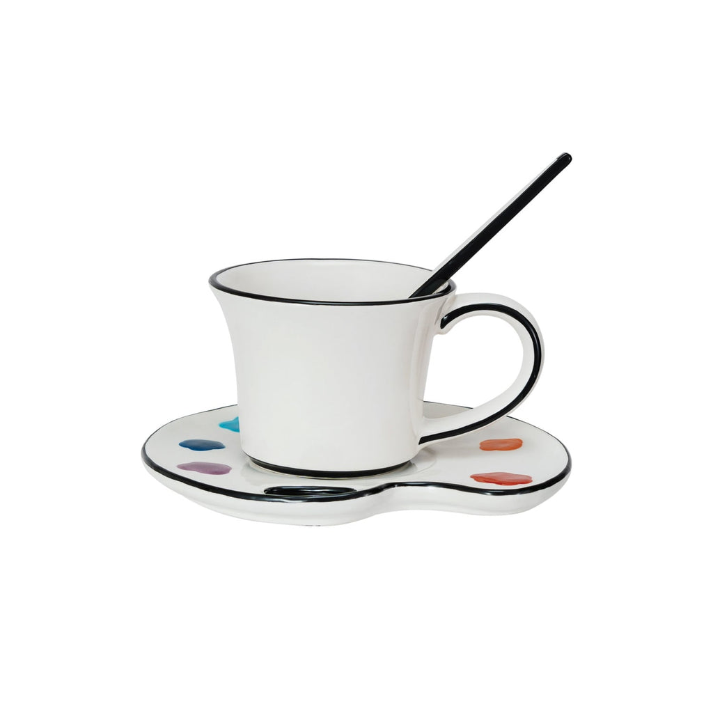 Hand-Painted Dolomite Tea Cup and Plate Set