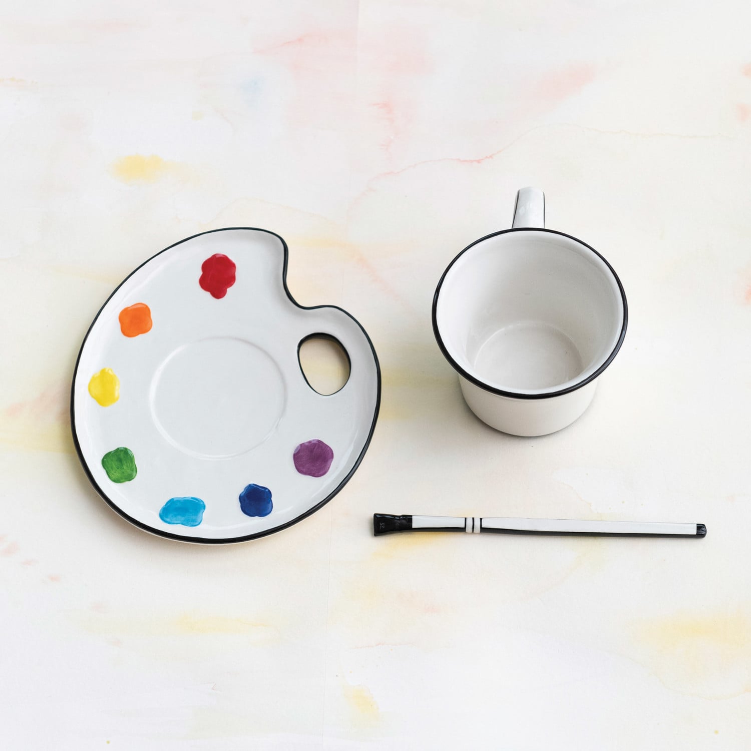 Hand-Painted Dolomite Tea Cup and Plate Set