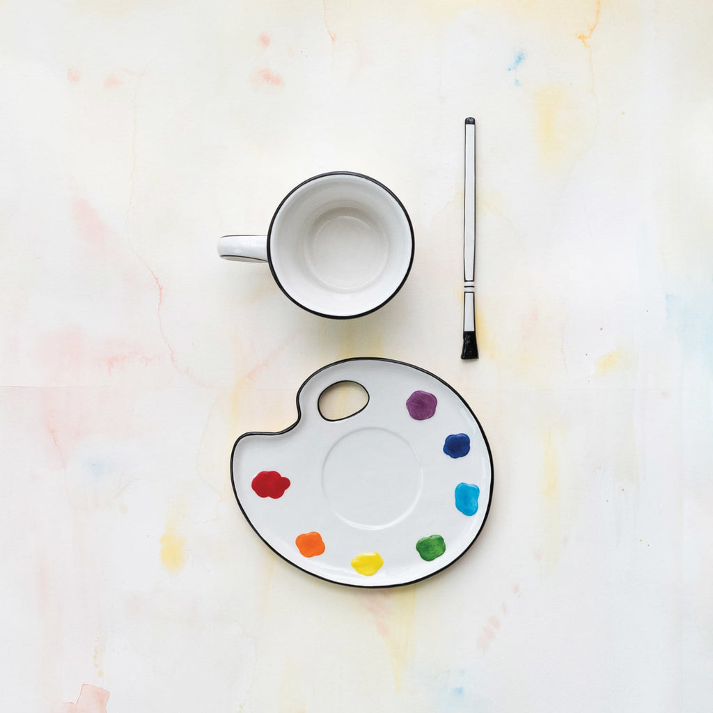 Hand-Painted Dolomite Tea Cup and Plate Set