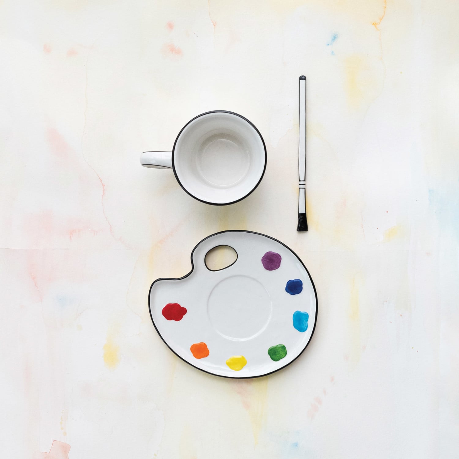 Hand-Painted Dolomite Tea Cup and Plate Set