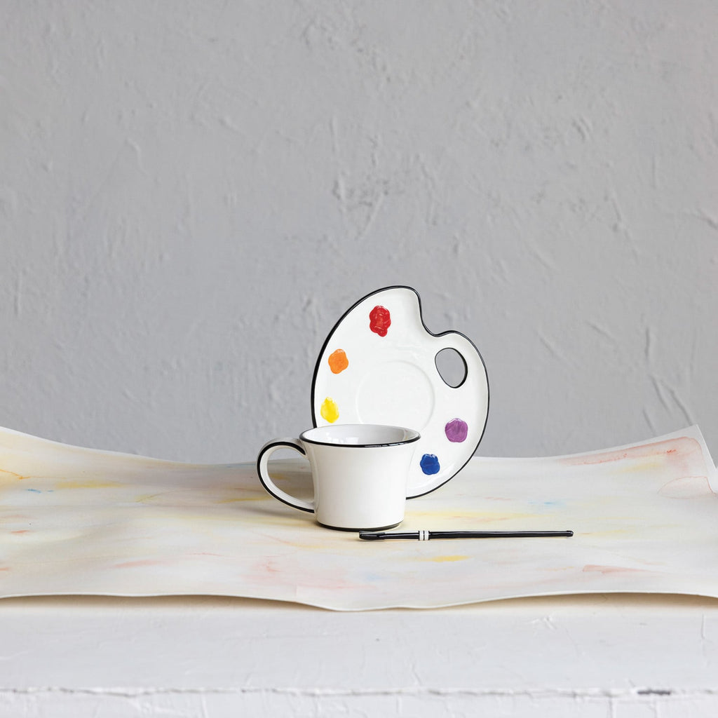 Hand-Painted Dolomite Tea Cup and Plate Set