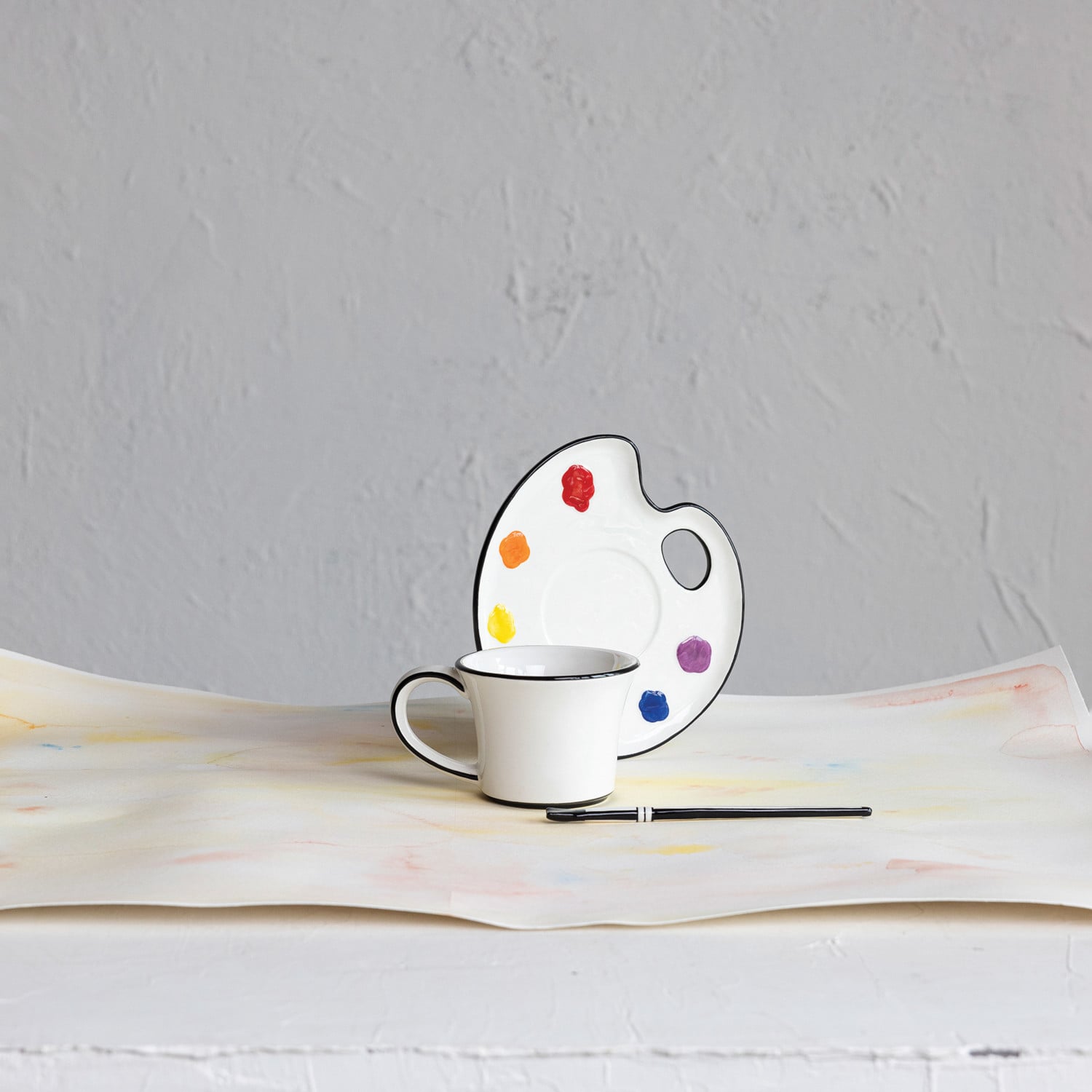 Hand-Painted Dolomite Tea Cup and Plate Set