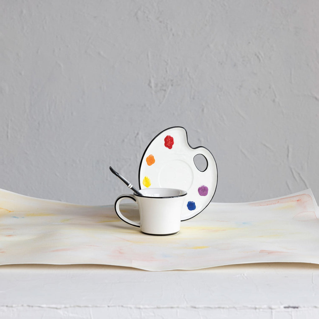 Hand-Painted Dolomite Tea Cup and Plate Set