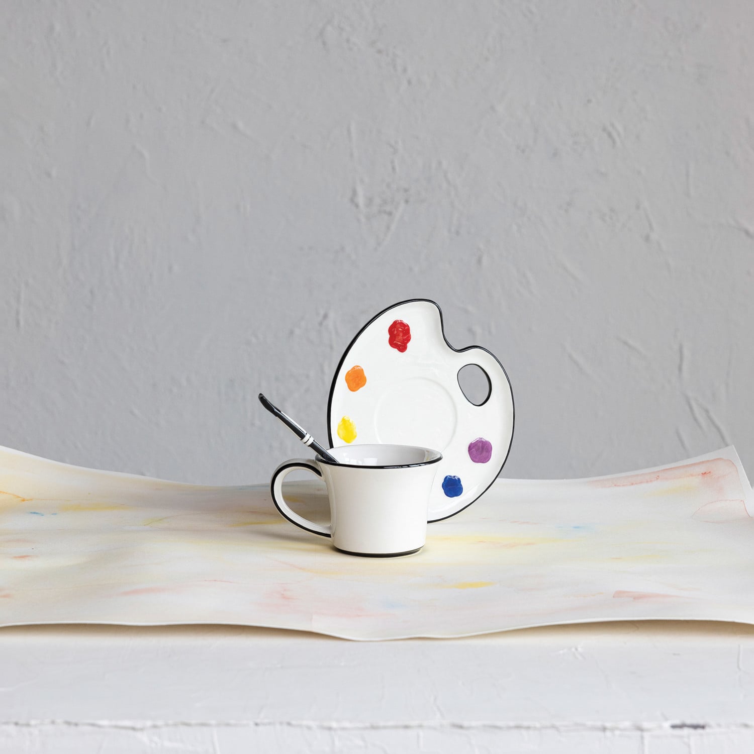 Hand-Painted Dolomite Tea Cup and Plate Set