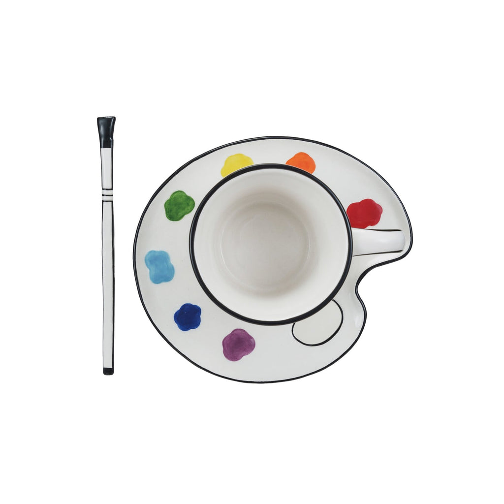 Hand-Painted Dolomite Tea Cup and Plate Set