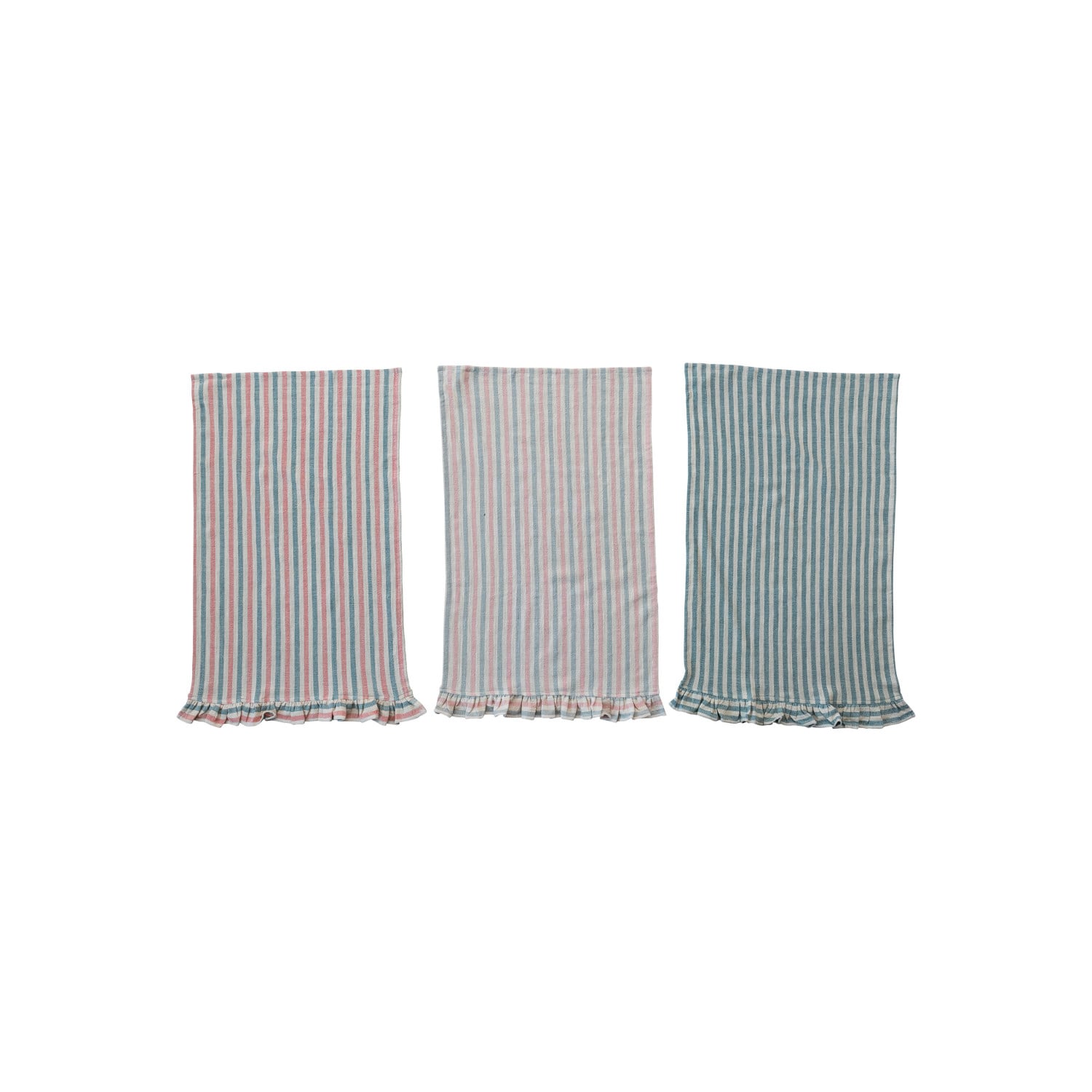 Striped Cotton Tea Towel with Ruffle Edge