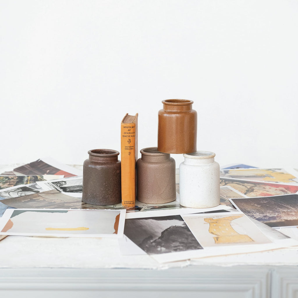 Textured Stoneware Storage Jar