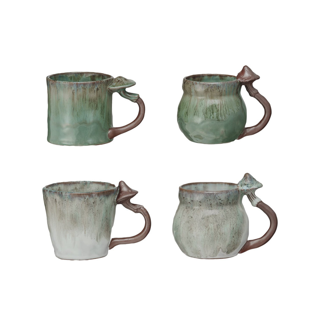 Reactive Glaze Stoneware Mug with Mushroom Handle