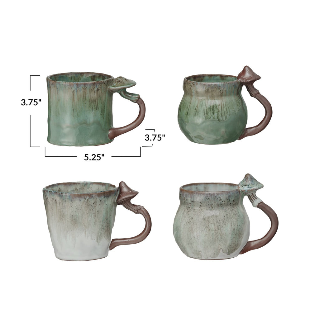 Reactive Glaze Stoneware Mug with Mushroom Handle