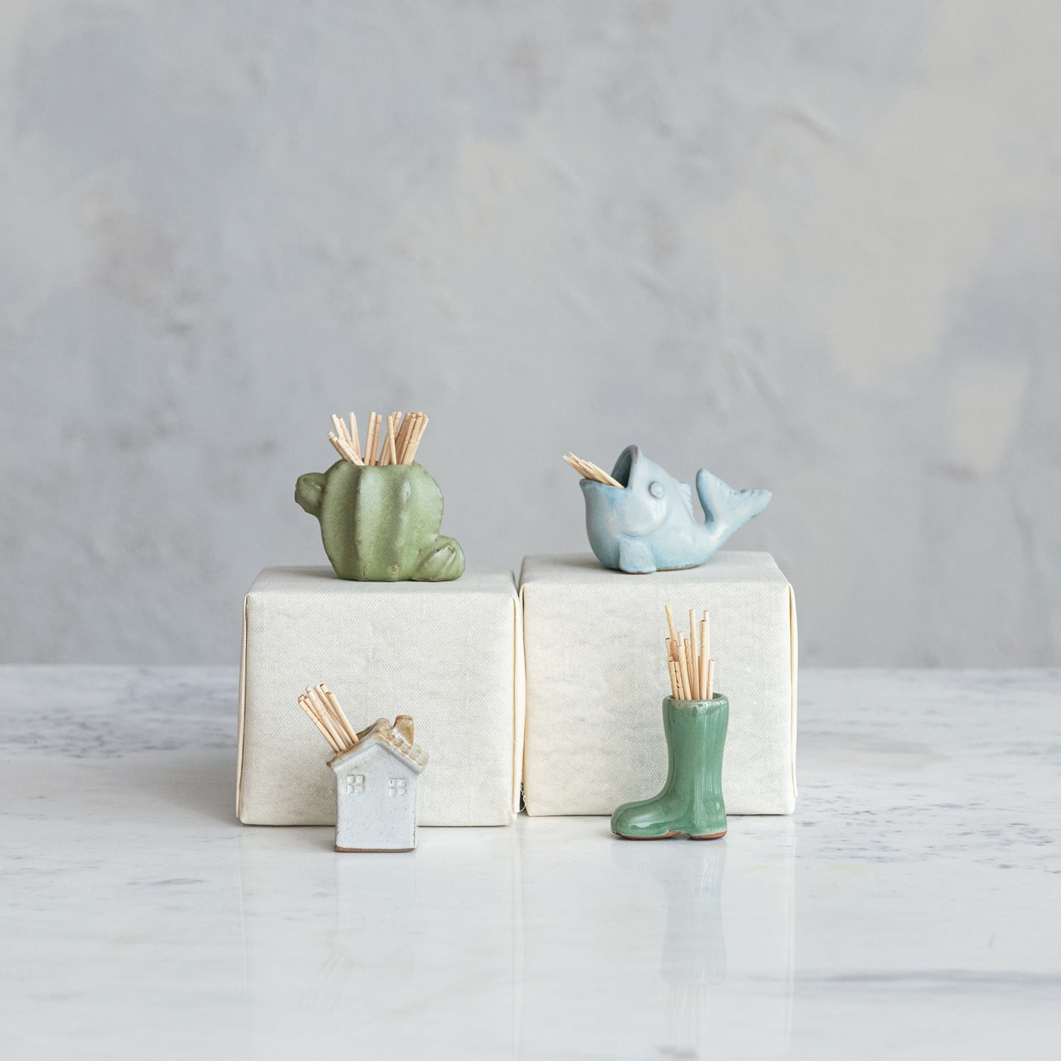 Whimsical Green Boot Toothpick Holder