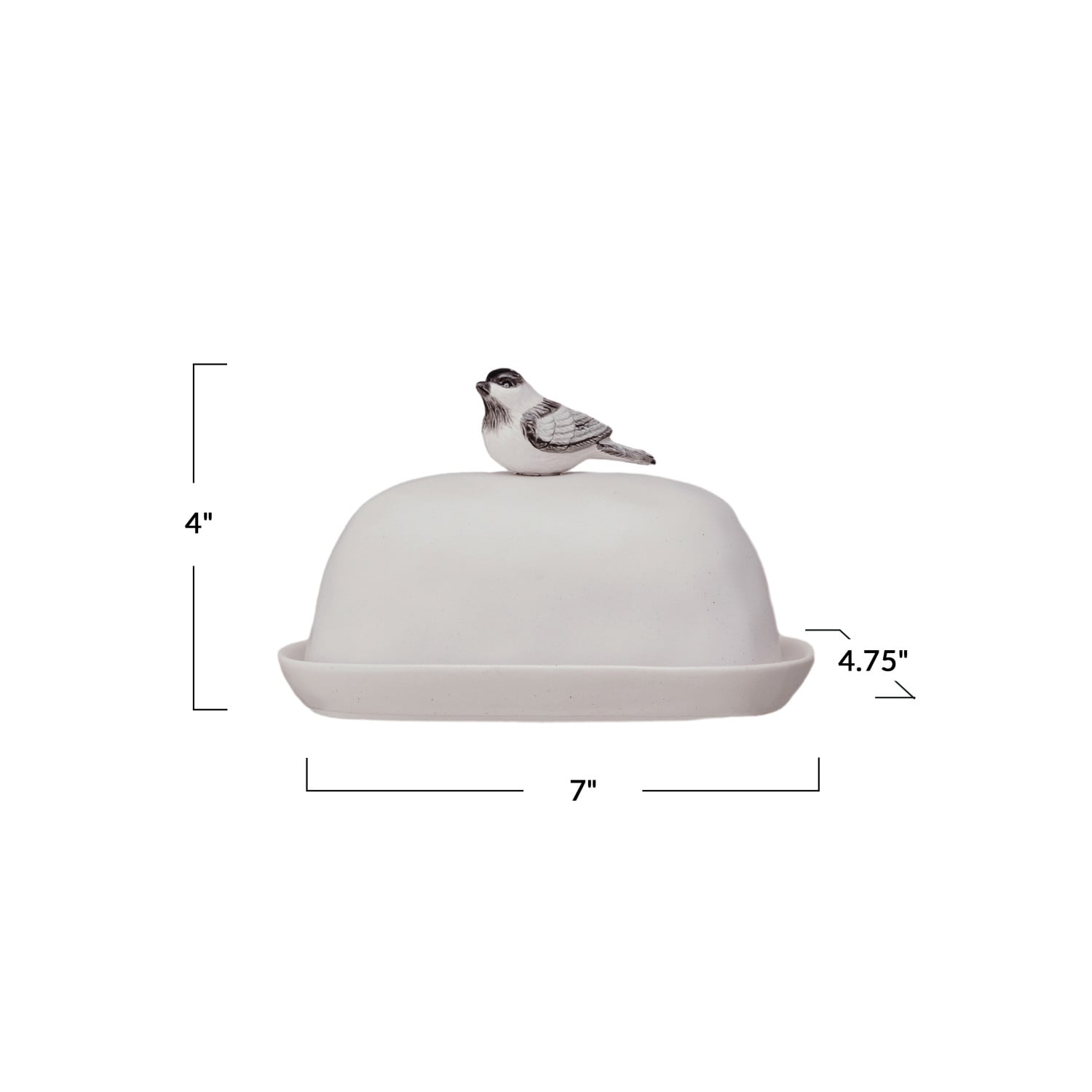 Perched Bird Stoneware Butter Dish