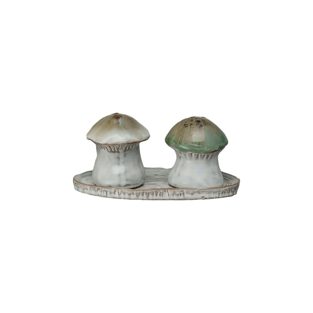 Stoneware Salt and Pepper Shaker Set with Tray